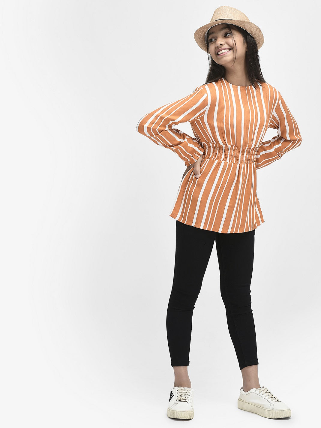 Orange Striped Top