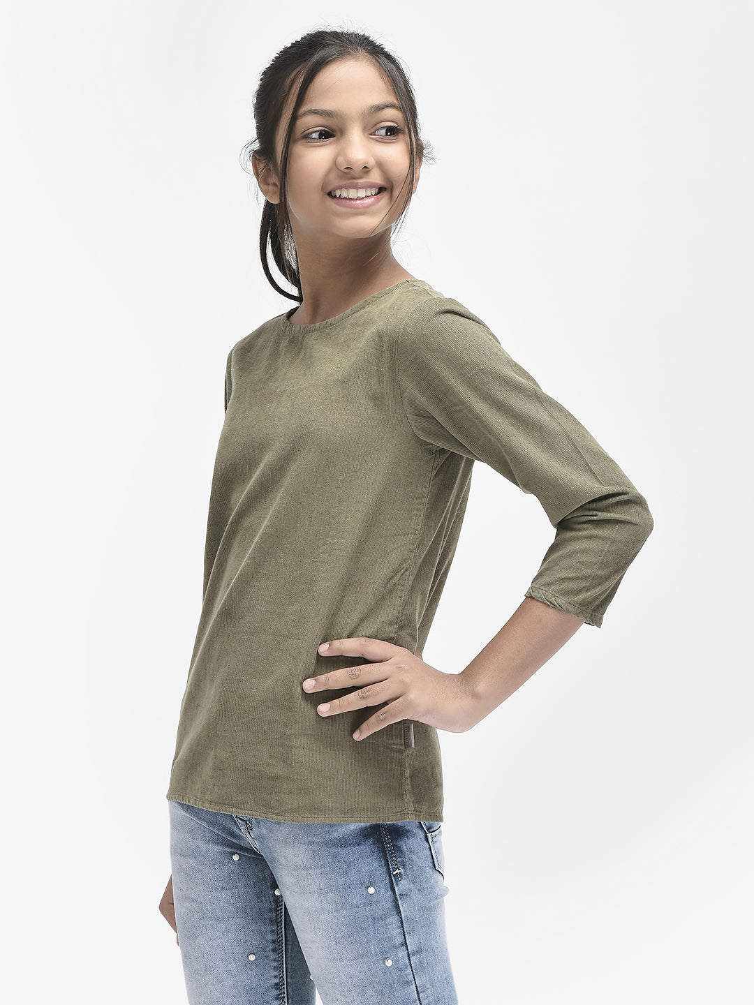  Olive Round Neck Top 