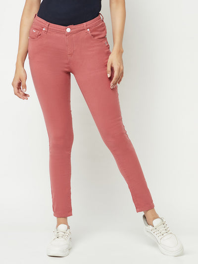  Pink Skinny Ankle Length Jeans