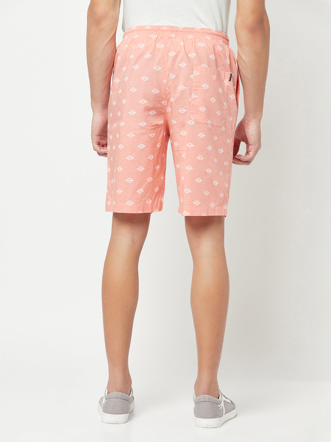 Peach Geometric Print Lounge Shorts