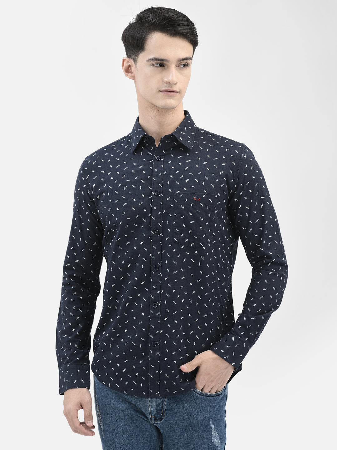 Navy Blue Printed Shirt