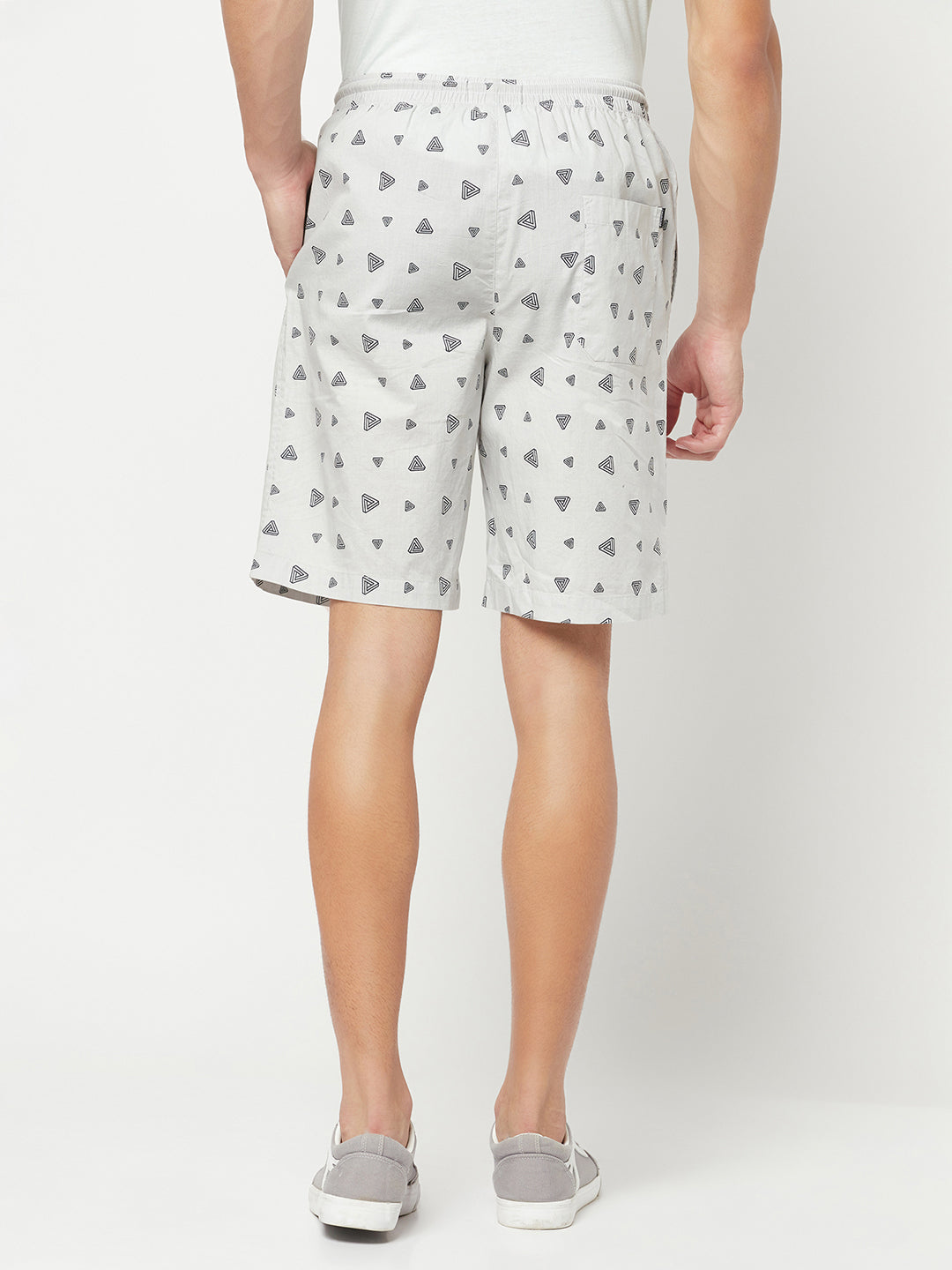 Grey Geometric Print Lounge Shorts