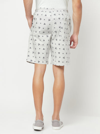 Grey Geometric Print Lounge Shorts