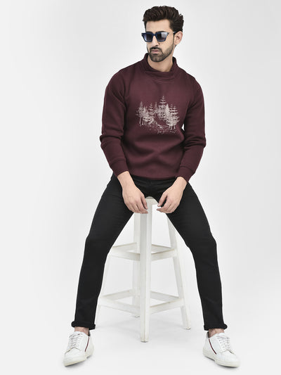 Wine Printed Sweatshirt.