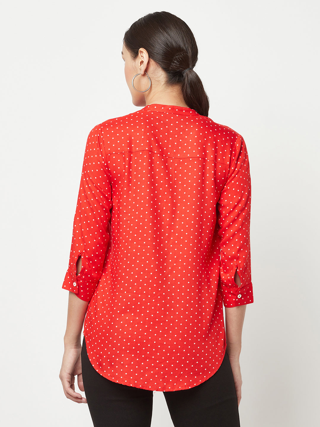 Red Polka Dot Printed Top