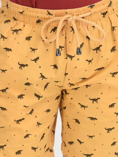Orange Animal Printed Lounge Shorts