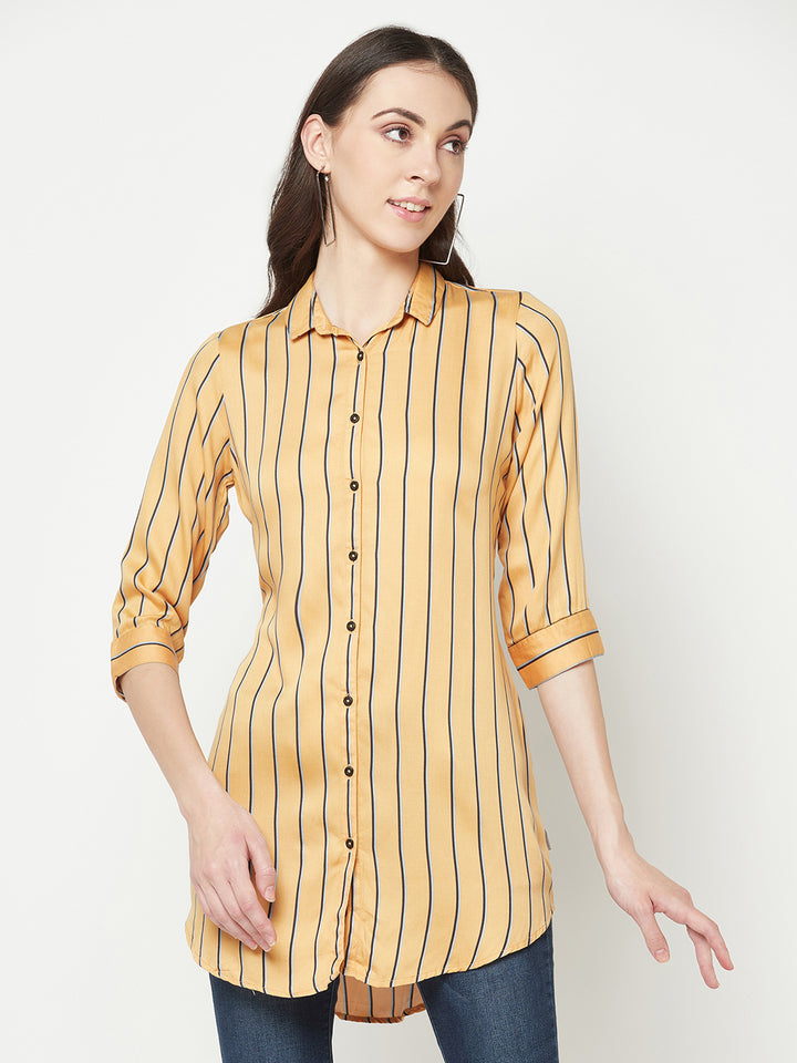 Orange Vertical Striped Shirt