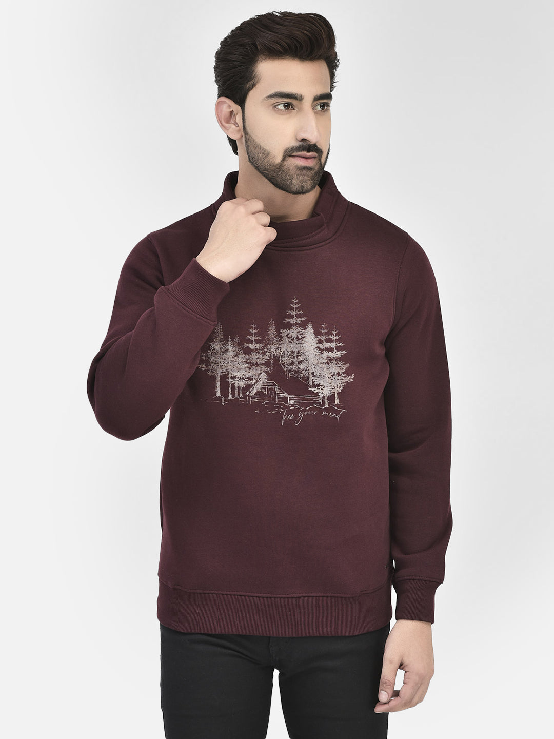 Wine Printed Sweatshirt.