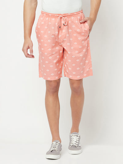 Peach Geometric Print Lounge Shorts