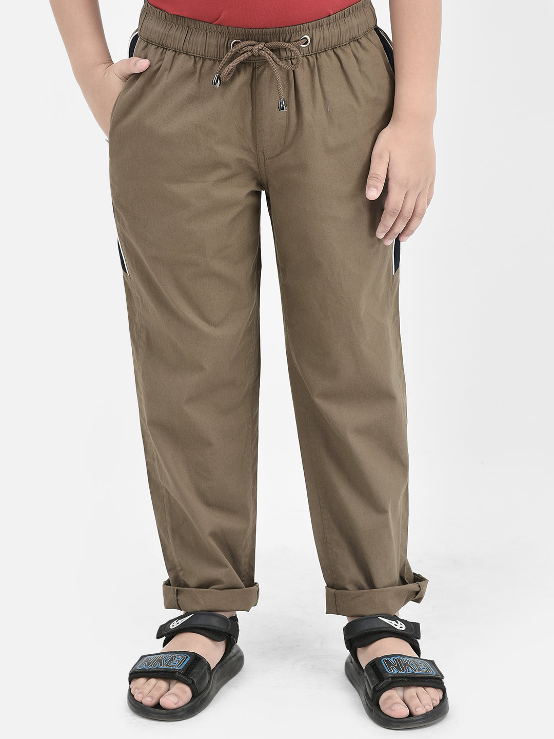 Brown Cotton Track Pants