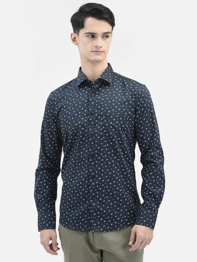 Navy Blue Printed Shirt