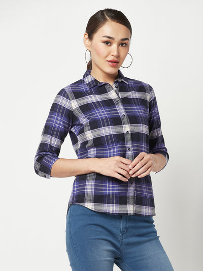  Purple Checked Casual Shirt