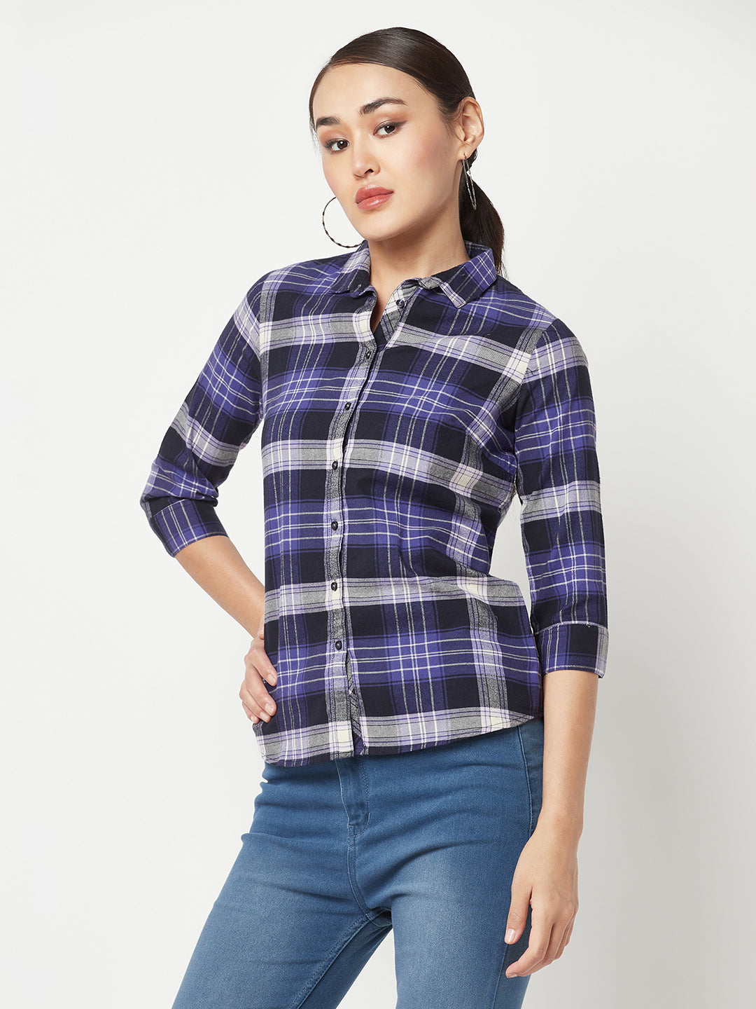  Purple Checked Casual Shirt