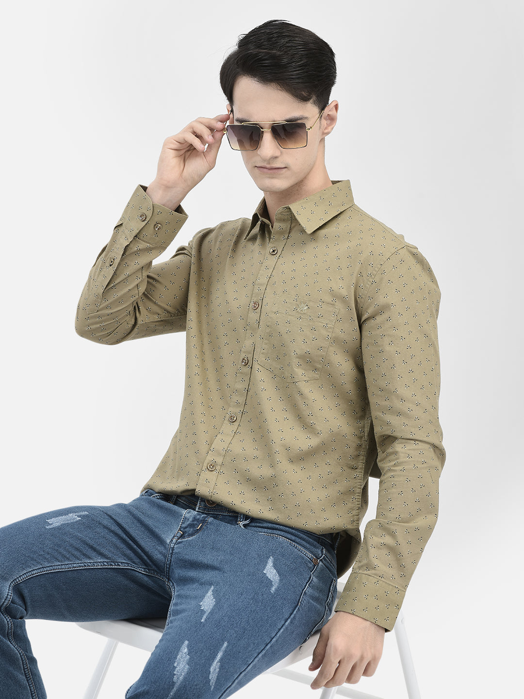 Olive Floral Shirt