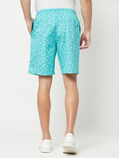Turquoise Blue Floral Lounge Shorts