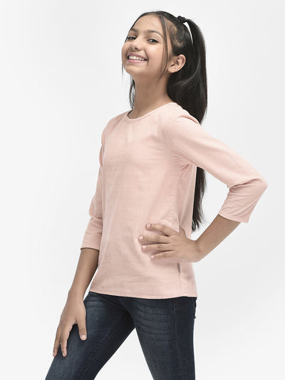  Peach Round Neck Top