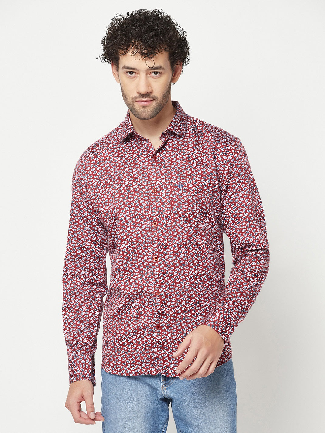 Maroon Printed Shirt