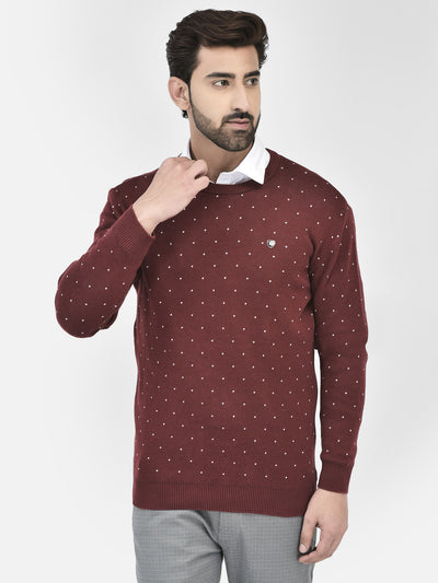 Maroon Printed Sweaters.