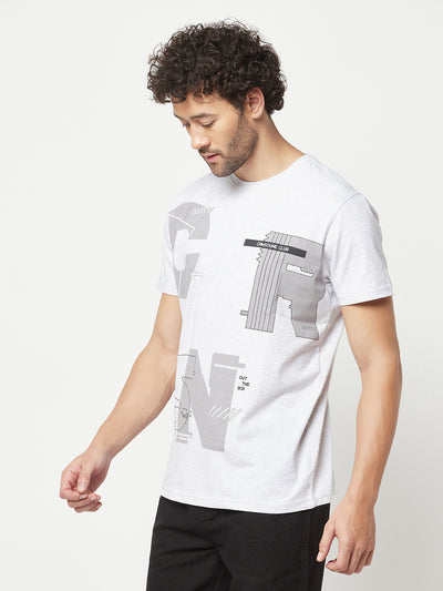 Melange Grey Graphic T-Shirt