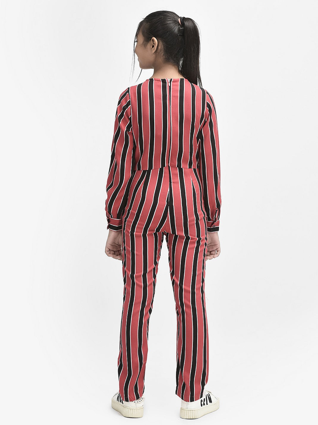  Pink Striped V-Neck Jumpsuit