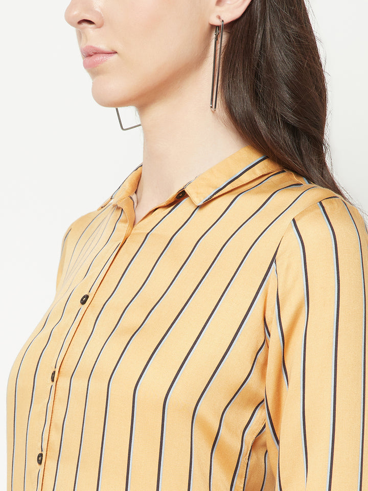 Orange Vertical Striped Shirt