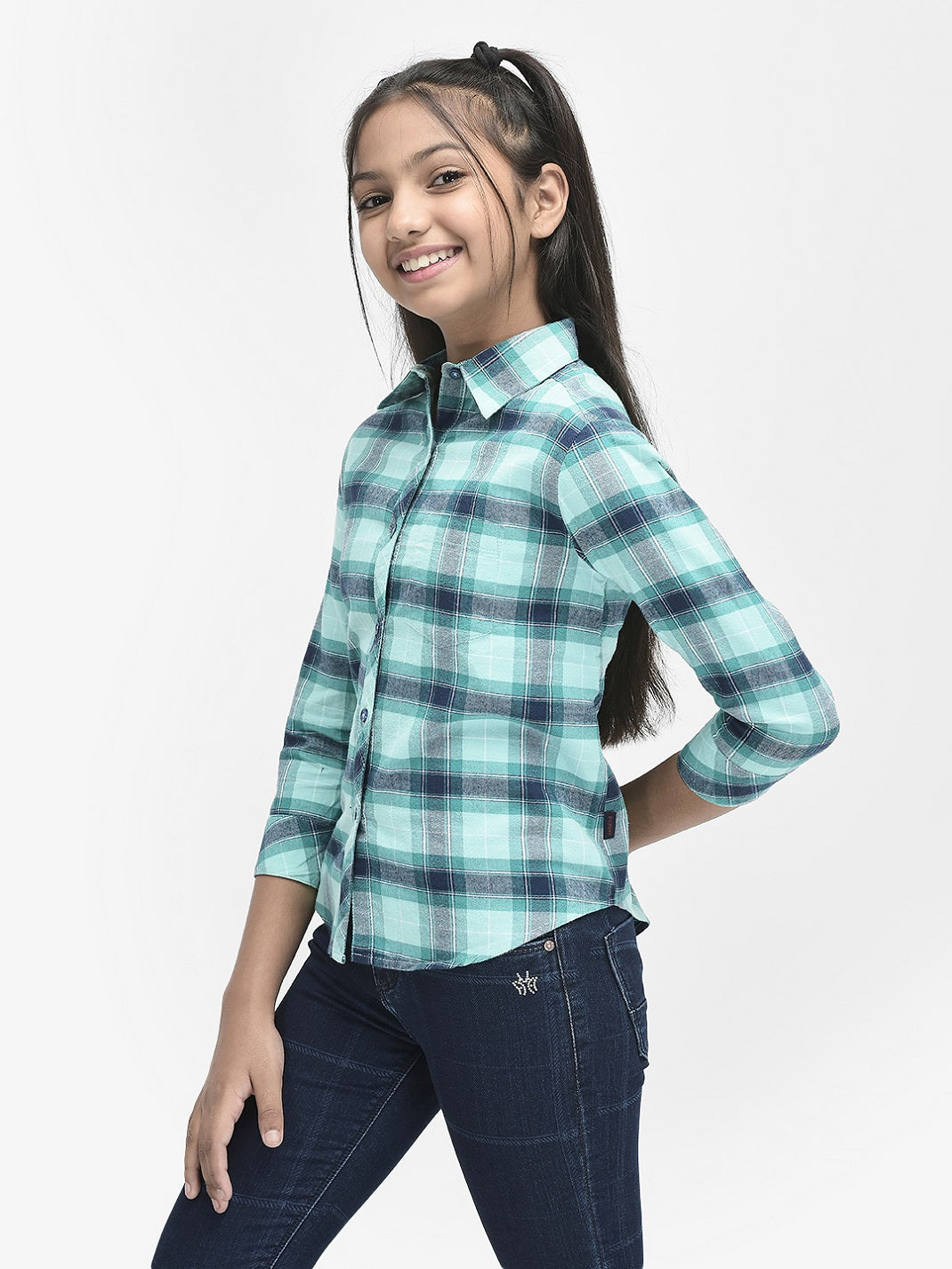  Aqua Blue Checked Shirt