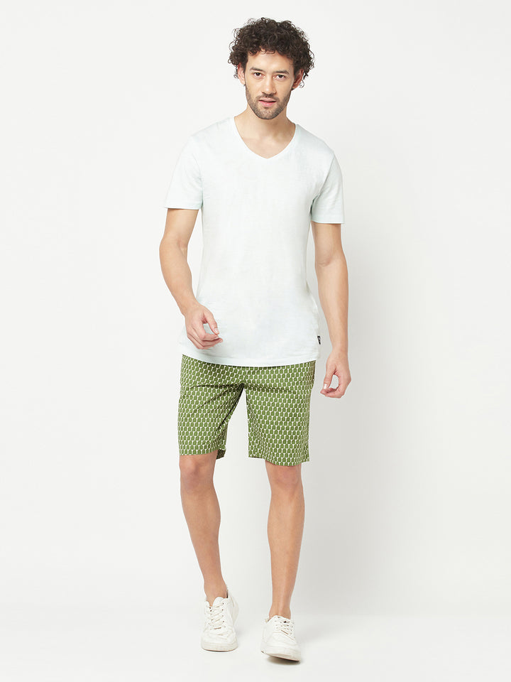 Green Printed Lounge Shorts