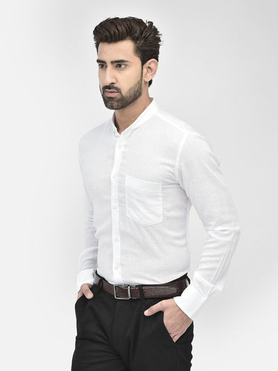White Mandarin Collar Shirt