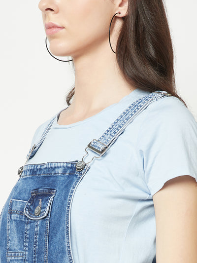  Blue Straight Leg Denim Dungarees