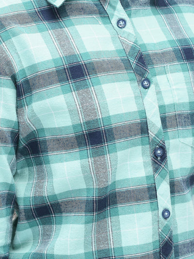  Aqua Blue Checked Shirt