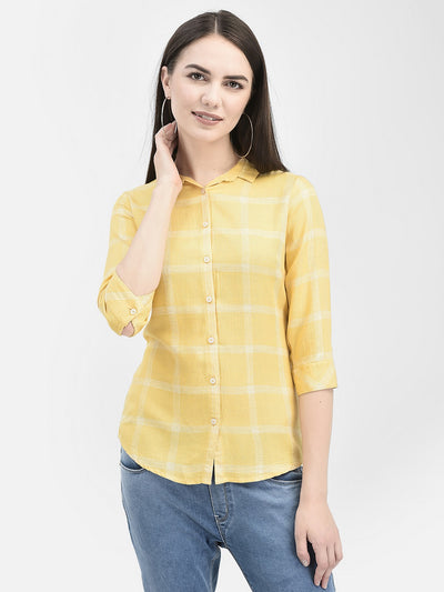 Windowpane Checked Yellow Shirt