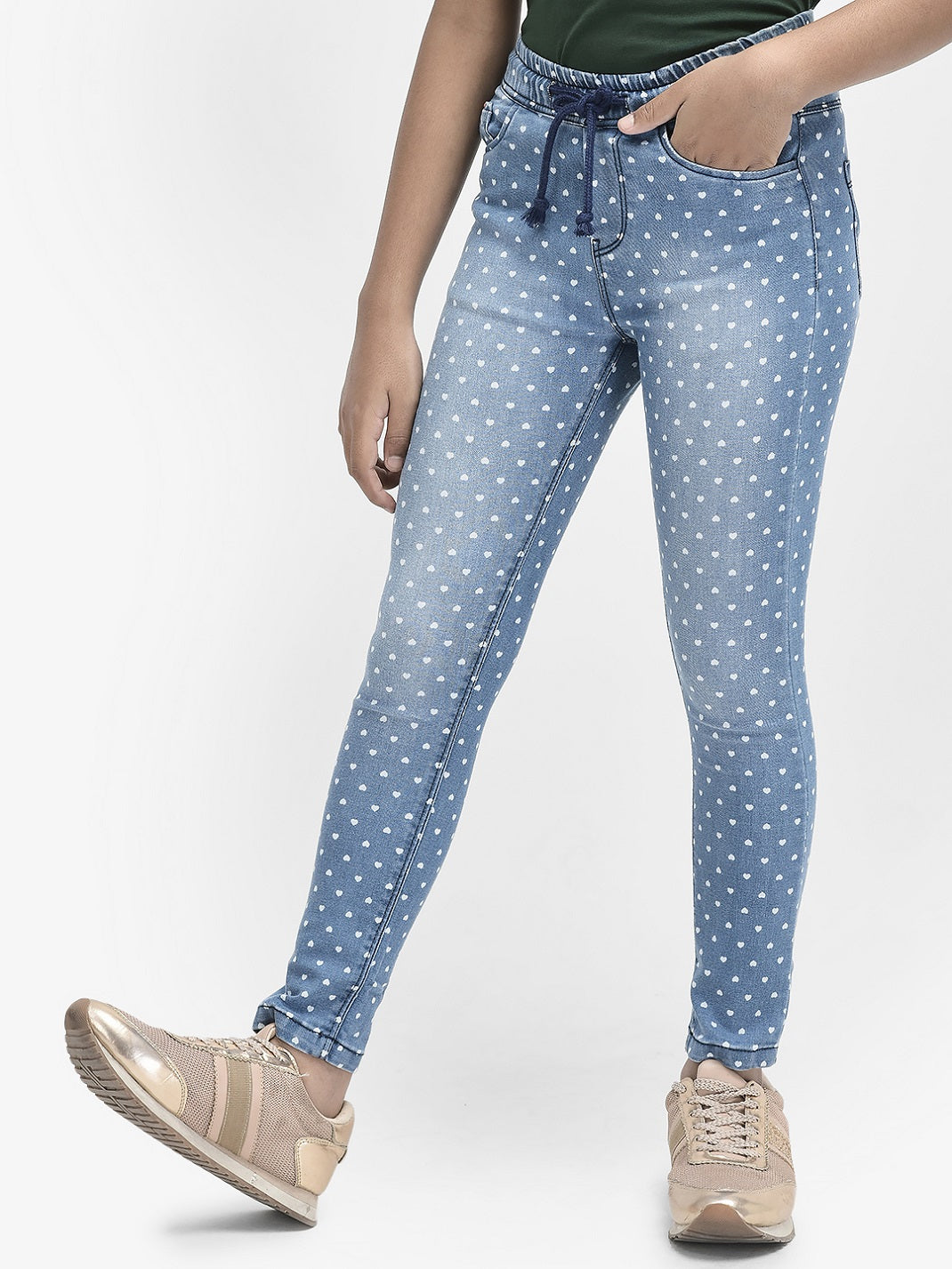  Blue Printed Heavy Faded Jeans