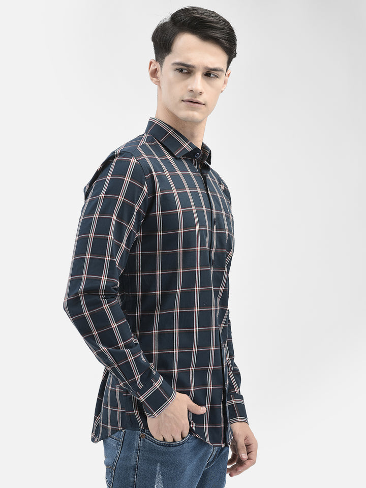 Navy Blue Checked Shirt