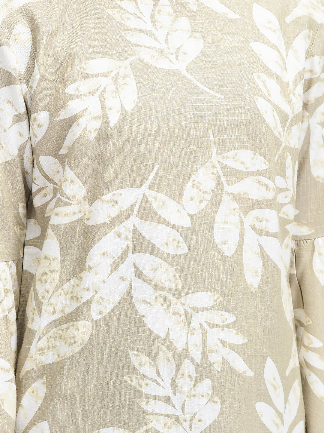 Beige Floral Knee Length Dress