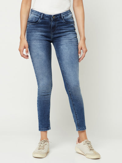  Blue Skinny Ankle Length Jeans