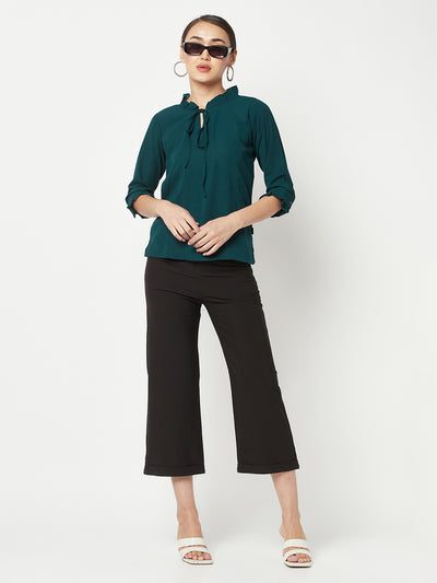 Green Tie-Up Neck Top