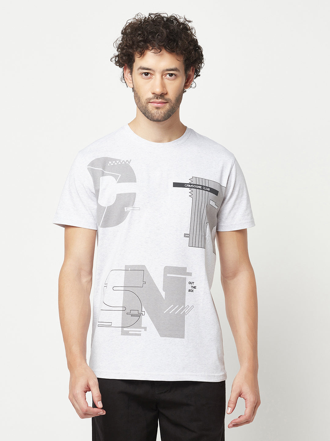 Melange Grey Graphic T-Shirt