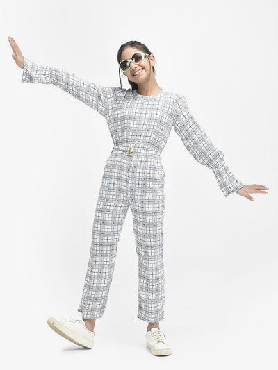  White Checked Jumpsuit