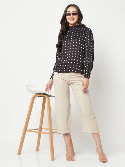 Black Polka Dot Printed Top