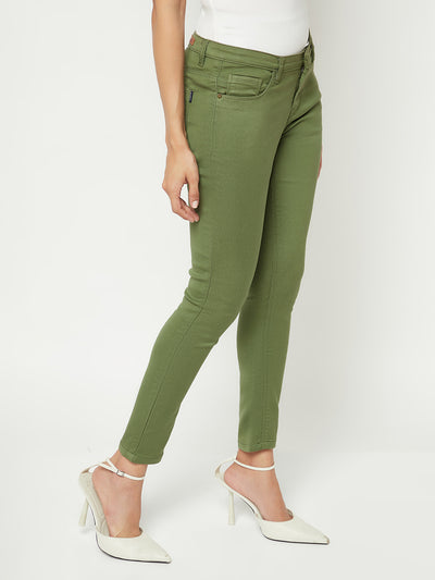  Olive Skinny Ankle Length Jeans