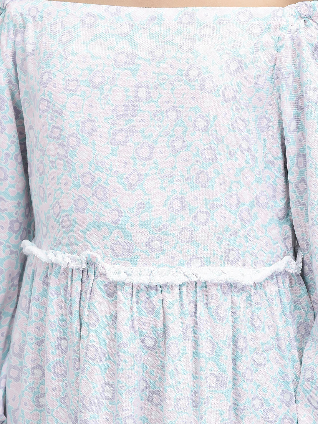 Pink Printed Knee Length Dress