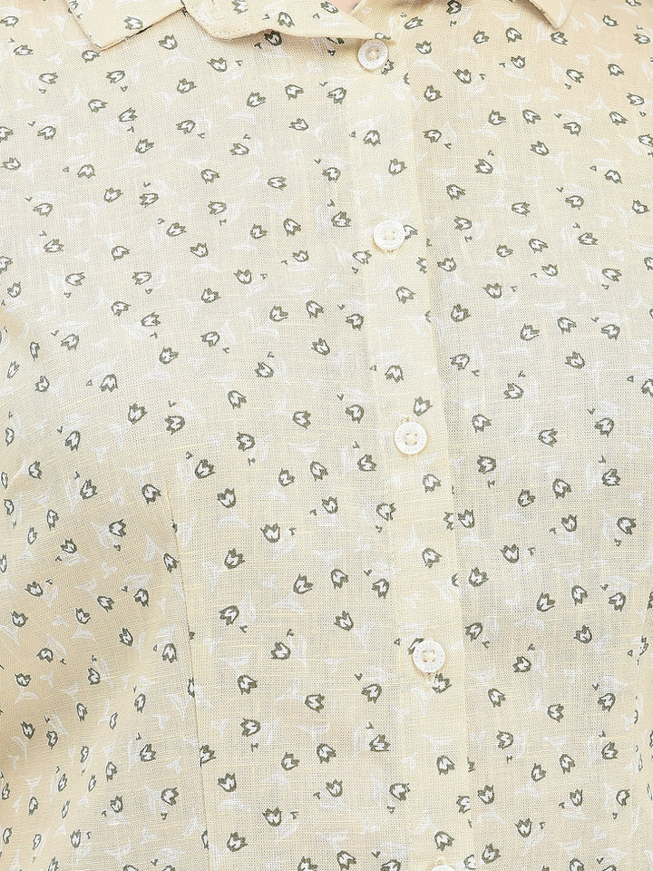Abstract Print Beige Shirt
