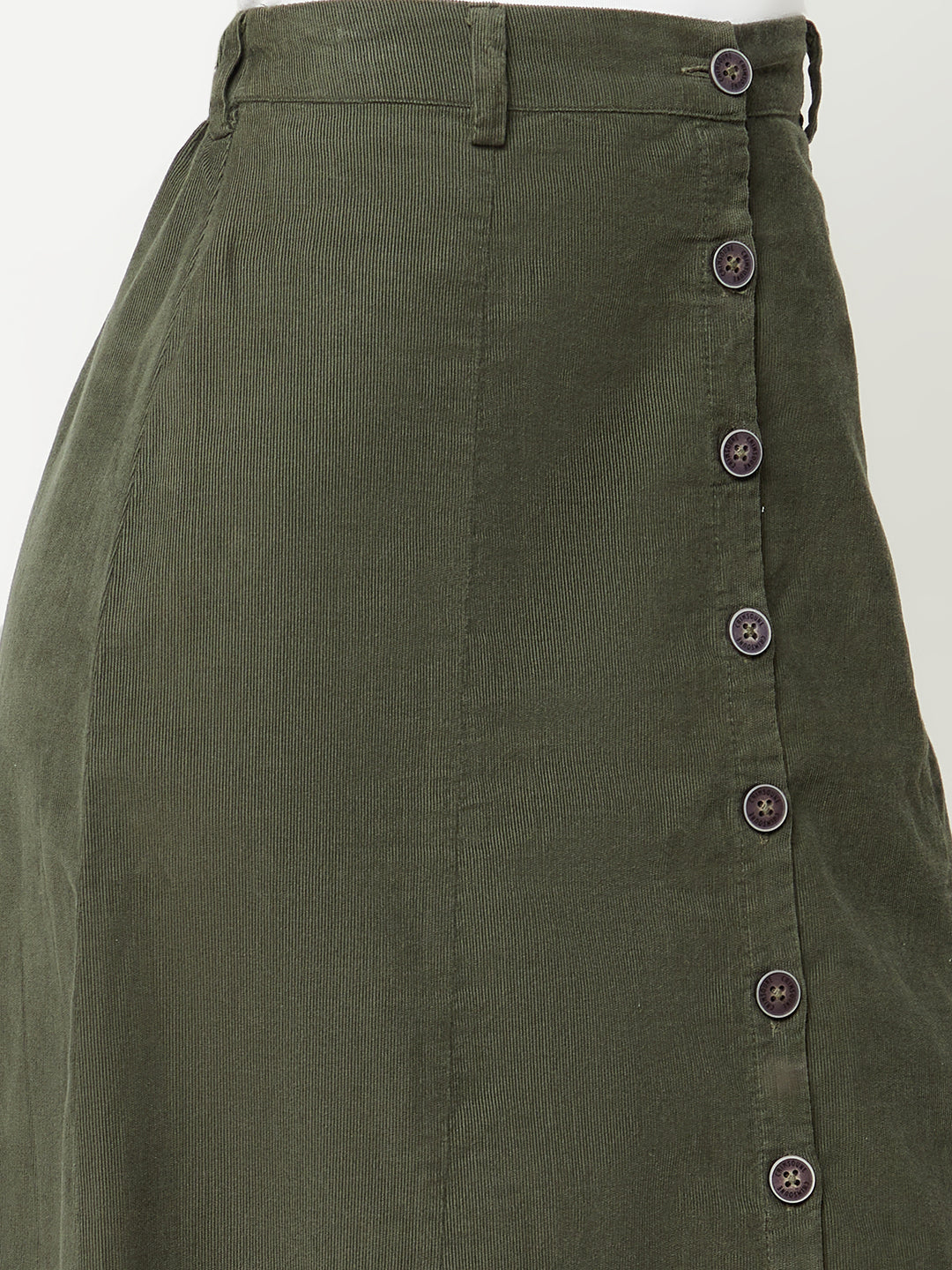  Olive Corduroy A-Line Skirt