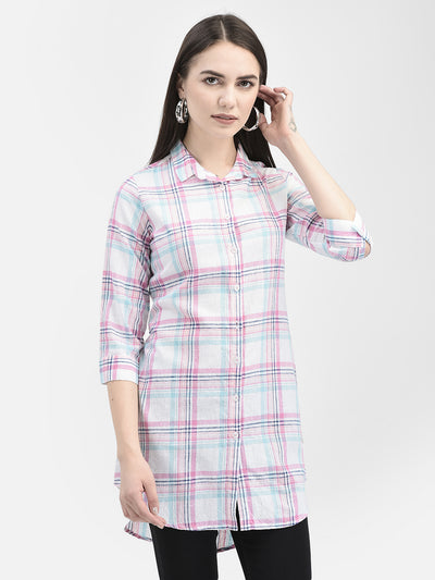 Windowpane Checked Multi Longline Shirt