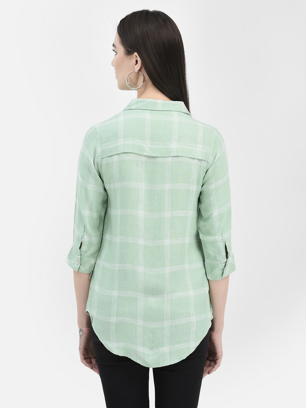 Windowpane Checked Mint Green Shirt