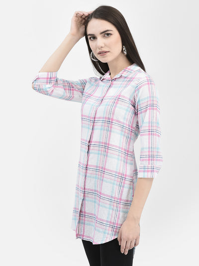 Windowpane Checked Multi Longline Shirt