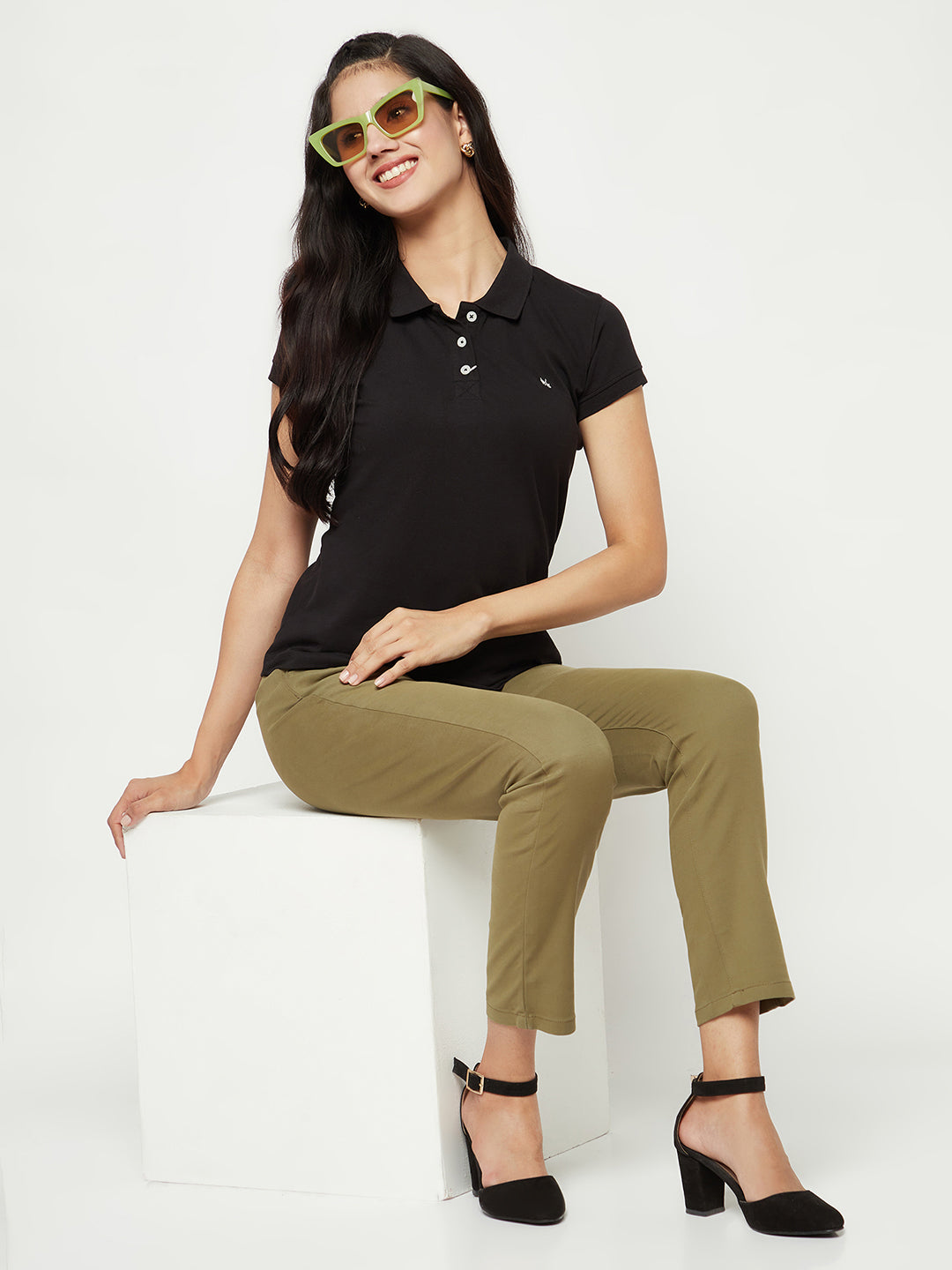  Olive Slim Cotton Trousers