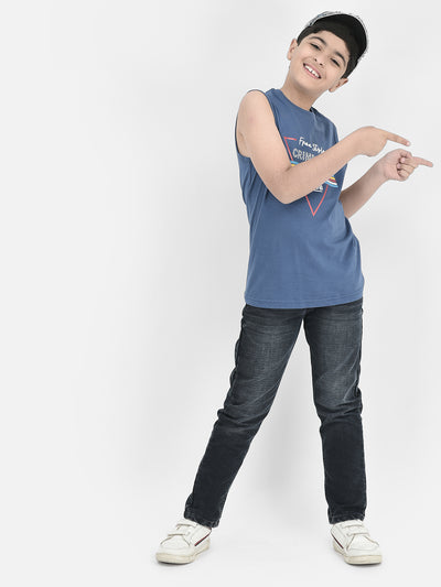  Blue Sleeveless Cotton T-shirt