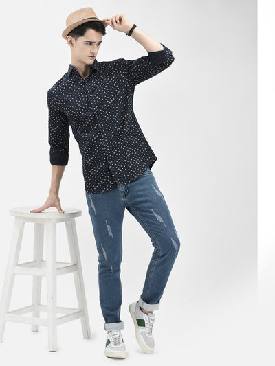 Navy Blue Printed Shirt