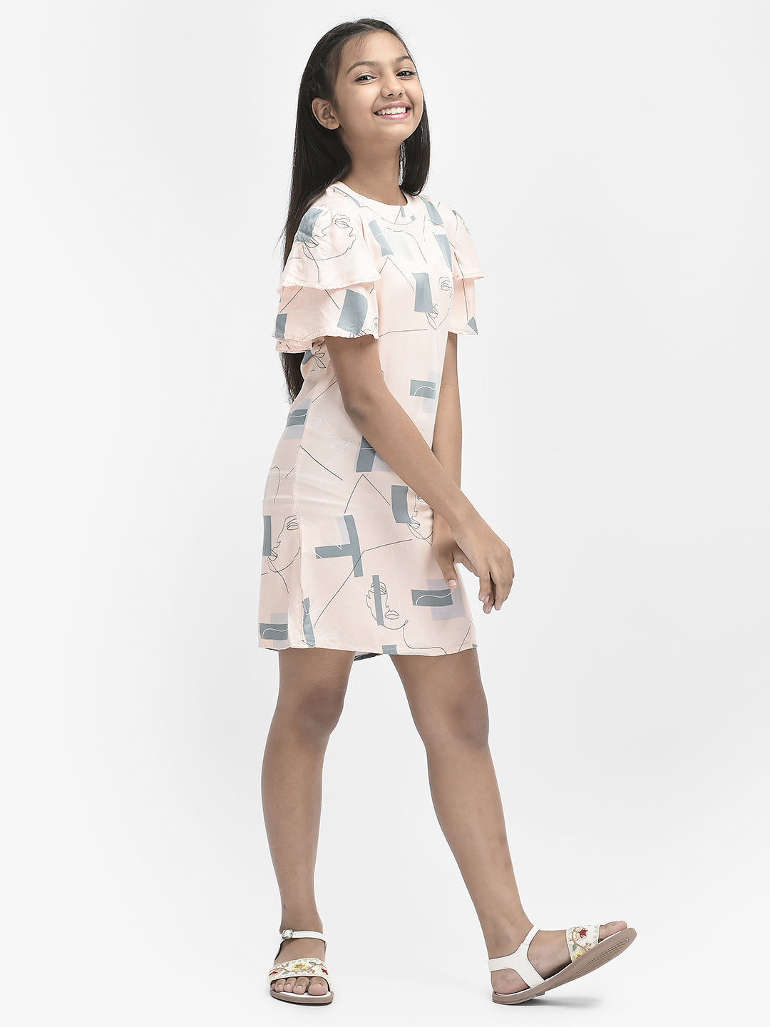 Peach Printed Dress